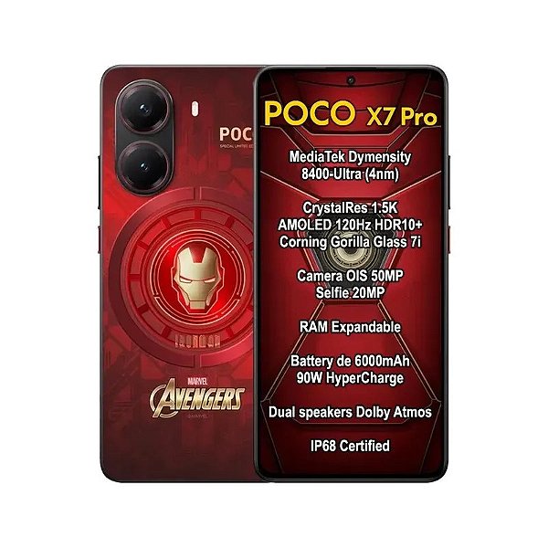 Smartphone Xiaomi Poco X7 Pro 5G Dual SIM 6.67" 12GB RAM 512GB Iron Man Edition Global