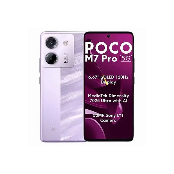 Smartphone Xiaomi Poco M7 Pro 5G Global 256GB 12GB RAM Dual SIM Tela 6.67" Roxo