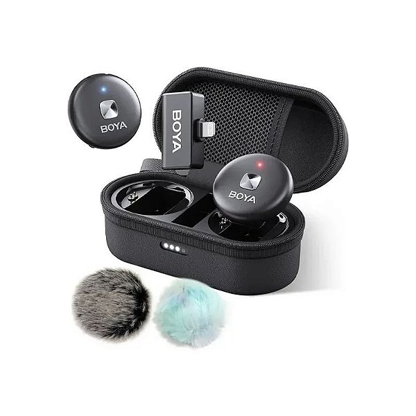 Microfone Sem Fio Boya Omic-D para Smartphone com Conector Lightning - Preto