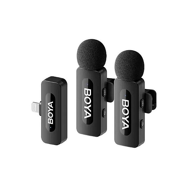 Microfone Sem Fio Boya BY-V2 para Smartphone com Conector Lightning - Preto