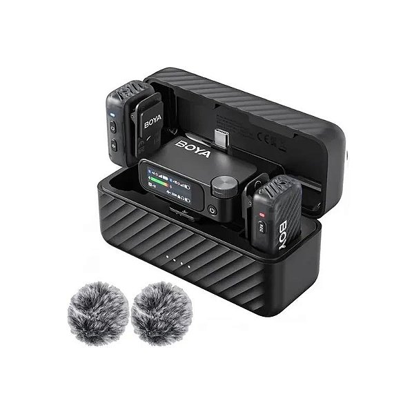 Microfone Sem Fio Boya Boyamic 2-01 para Smartphone com Conexão USB-C - Preto