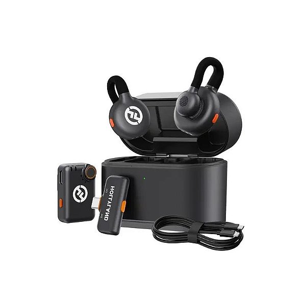 Microfone Lapela Sem Fio Hollyland Lark M2S Combo para Smartphone - Preto (2 Transmissores + 1 Receptor)