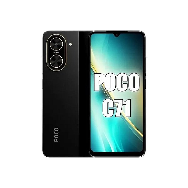 Celular Xiaomi Poco C71 Dual SIM 64GB/3GB RAM, Tela 6.88", Câmeras 32MP/8MP - Preto (Global)