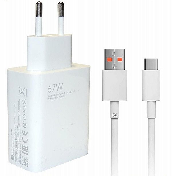 Carregador Rápido Xiaomi 67W MDY-12-EH com Cabo C