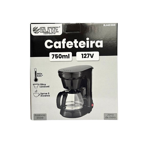Cafeteira Elite Jarra De Vidro 750ml 650W 127V Cor Preta