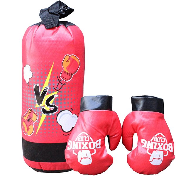 Kit Saco De Pancada Infantil Mais Par De Luvas Boxe 55CM