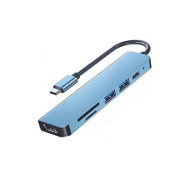 Hub USB-C 6 em 1 USB/USB-C/HDTV/SD/T