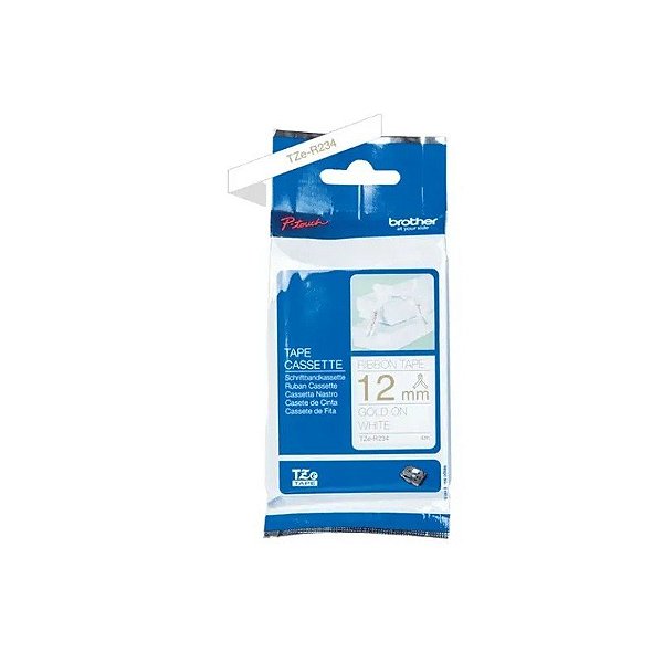 Fita para Etiquetas Brother TZER234 de 12 mm - Dourada/Branca