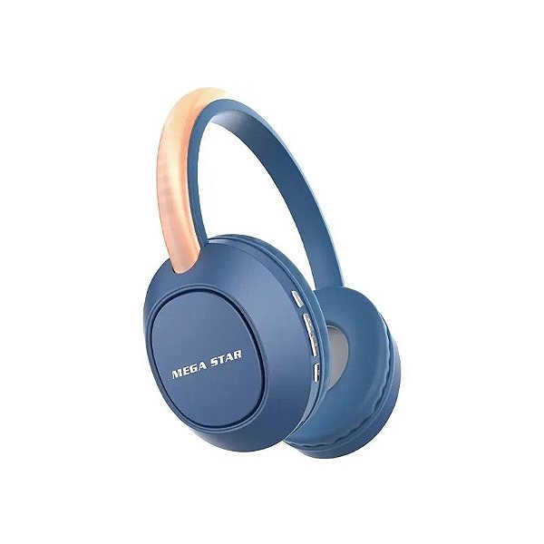 Fone de Ouvido Sem Fio Megastar HPV05BTA com Bluetooth e Microfone - Azul
