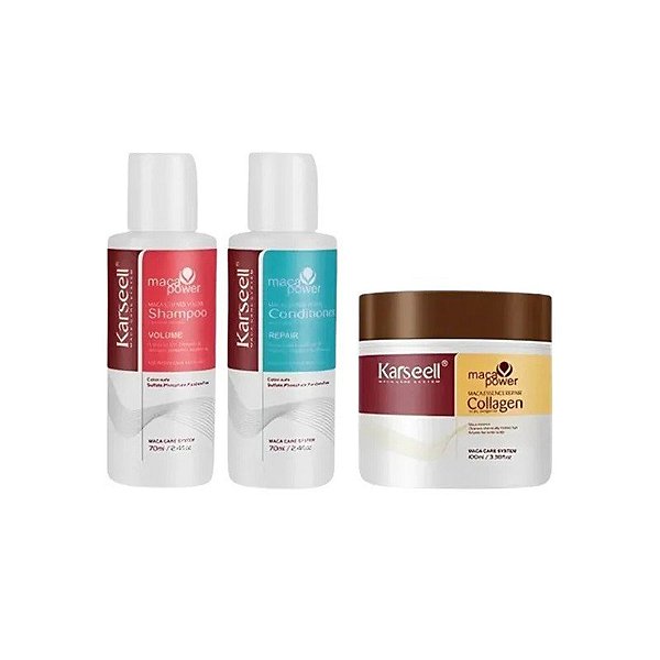 Kit Karseell Shampoo Condicionador e Máscara Capilar - 70ML/70ML/100ML