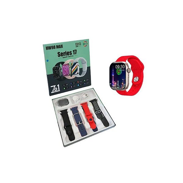 Relógio Smart HW98 Max Series 17 - 7 Pulseiras