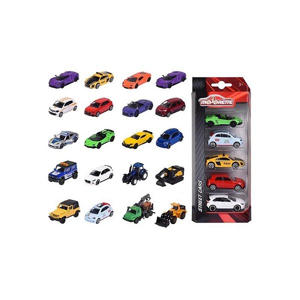 Pacote Majorette Street Cars 1:64 - 5 Veículos de Coleção