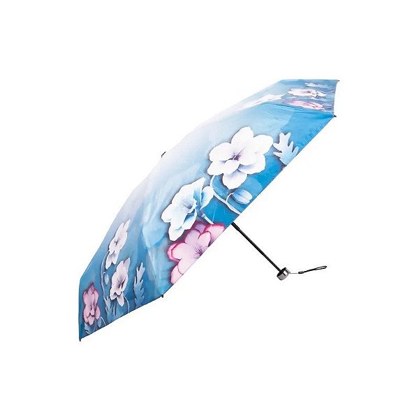 Guarda-Chuva Floral Turquesa 18CM Fechado E 90 CM Circunferência