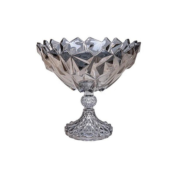 Frutieira Decorativa de Vidro 23.5X22.5CM - Cinza