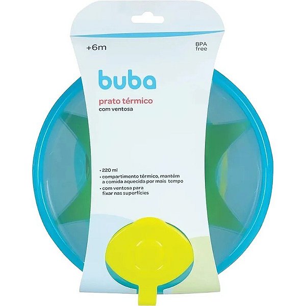 Prato térmico com ventosa Azul - Buba 6175