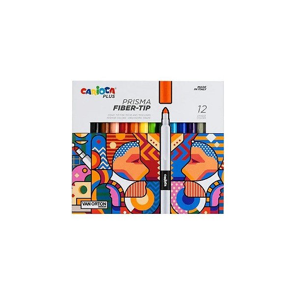 Marcador Carioca Plus Prisma Ponta de Fibra - 45205 (12 cores)