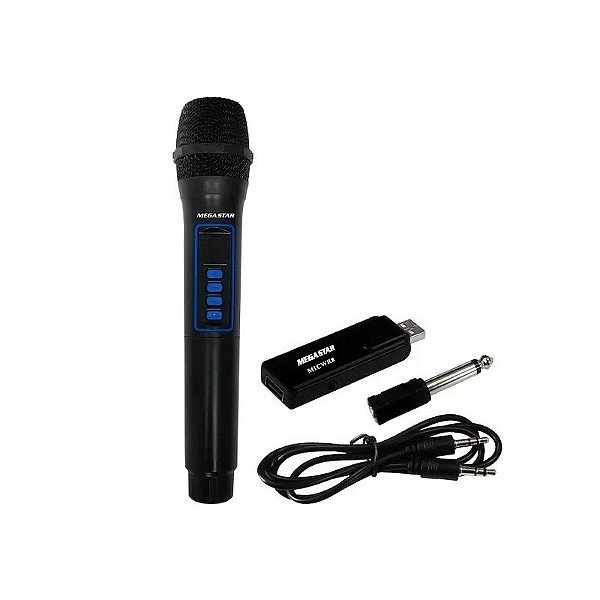 Microfone Sem Fio Megastar MICWR8 - Preto/Azul