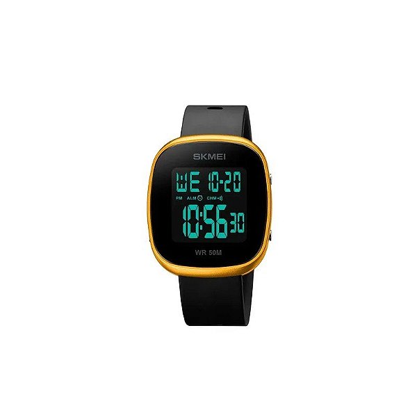 Relógio Digital Masculino Skmei 1843 GD Dourado Resistente à Água, Cronômetro, Design Elegante