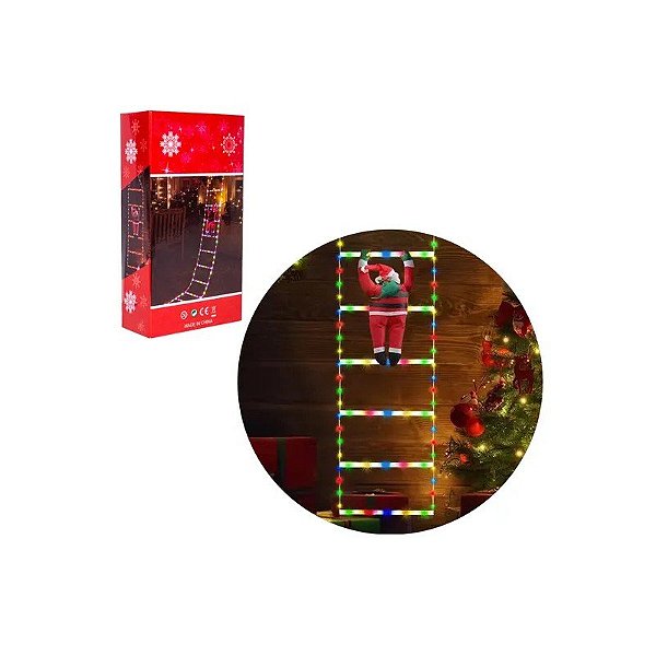Papai Noel Decorativo Suspenso com Luzes de LED 1,6MBIVOLT Colorido