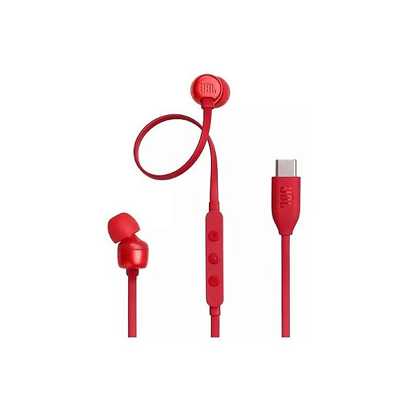 Fone de Ouvido JBL T310C USB-C Vermelho