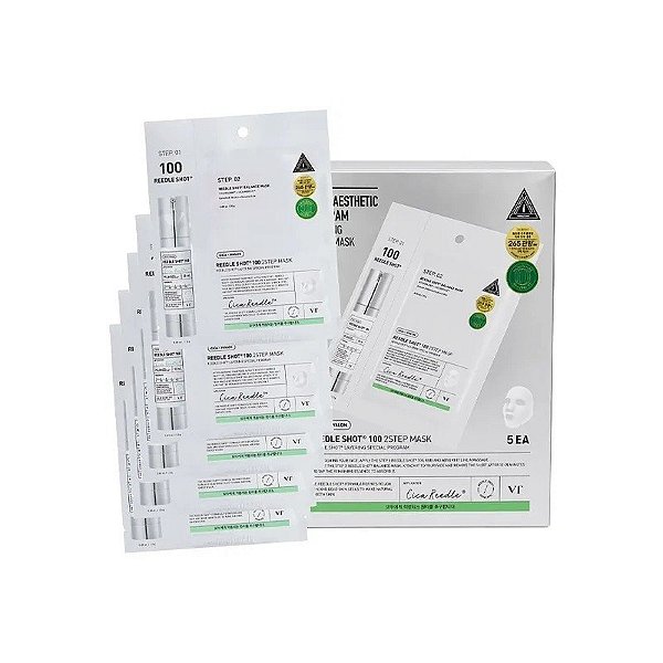 Máscara Facial VT Cosmetics Reedle Shot 100 2 Passos - 5 Unidades