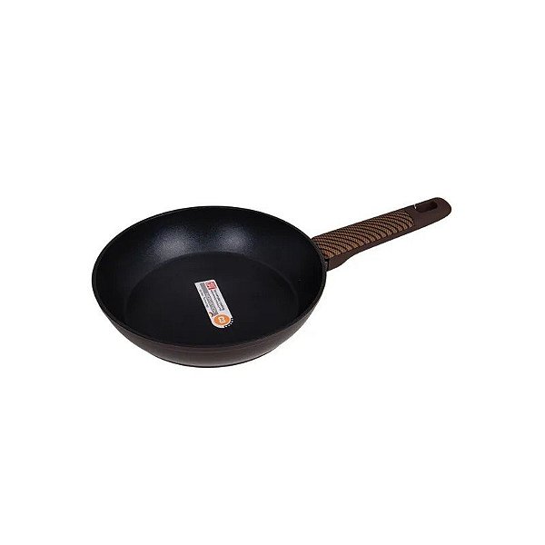 Panela com Exterior Marrom Escuro e Revestimento Interno de Granito Preto Marca Ucc Life de 20 CM.