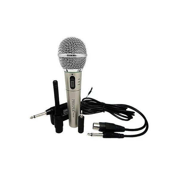 Microfone Sem Fio Prosper P-618 Unidirecional - Prata