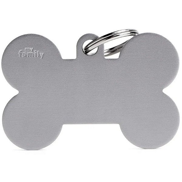 Placa de identificação MyFamily Osso XL MFXL08 - Cinza
