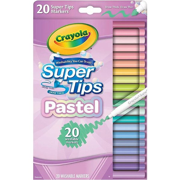 Kit Marcador Crayola Super Tips Pastel - 58-7516 (20 Unidades)