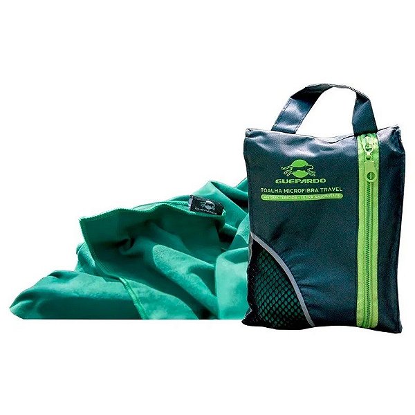 Toalha de camping Leopardo em microfibra, antibacteriana e absorvente - Verde