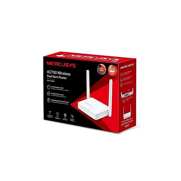 Roteador Mercusys MR20 AC750 2 Antenas Duplo 750MBS