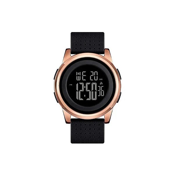 Relógio Digital Masculino Skmei 1502 RSGD Ouro Rosa - Impermeável, Tela LED