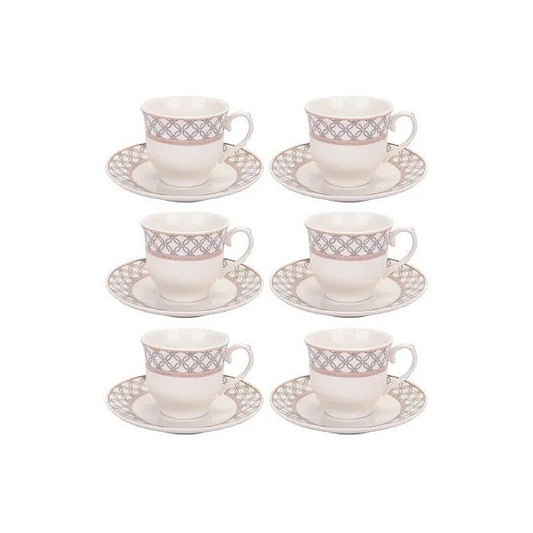 Xícara para Café de Porcelana 180ML com 6 Peças