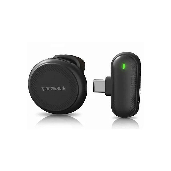 Microfone Sem Fio Via Satélite A-MK102 Tipo C + Lightning - Preto