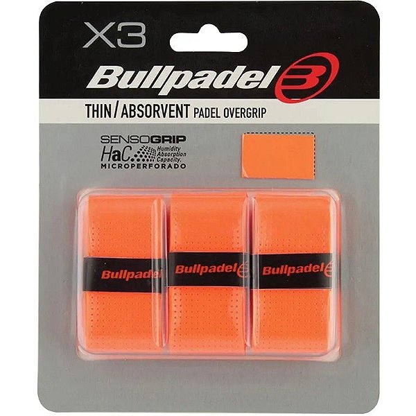 Overgrip Bullpadel Fino Absorvente para Raquete - Laranja (3 Unidades)