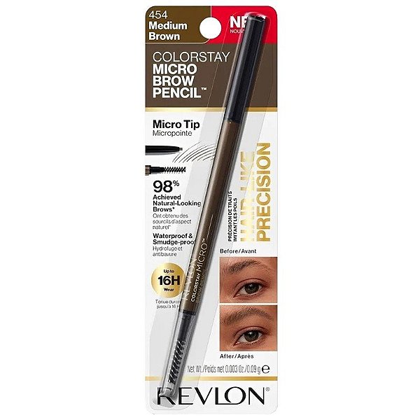 Lápis de Sobrancelha Revlon Colorstay Micro Brow 454 Medium Brown - 0,09g