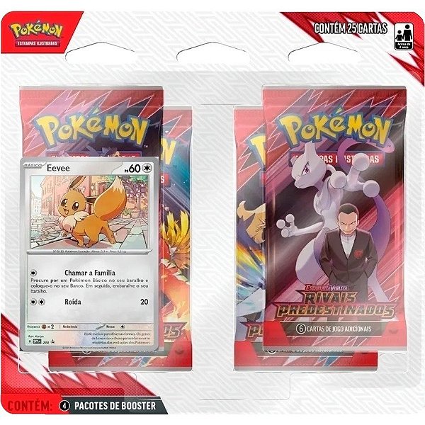 Pacote de Cartas Pokémon EV10 Rivais Predestinados Eevee - 100 - 10522 (19 Cartas)