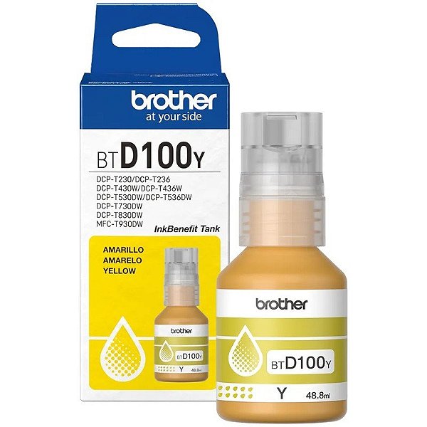 Tinta para Impressora Brother BTD100Y 48,8mL - Amarelo