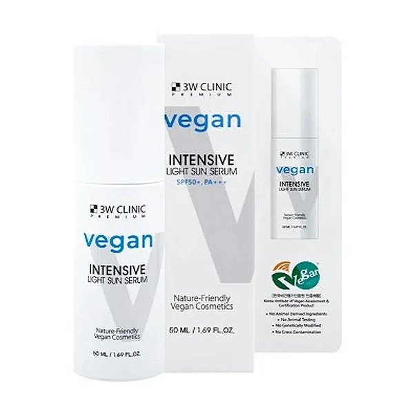Protetor Solar Sérum 3W Clinic Vegan Intensive Light Sun Serum FPS50+ PA+++ (50mL)