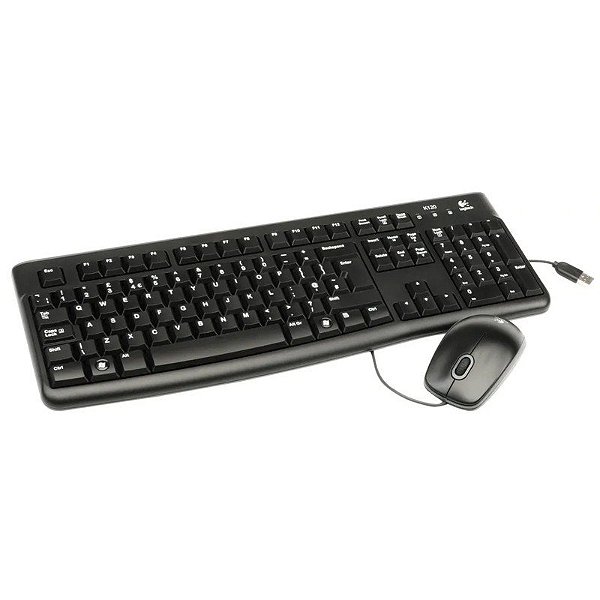Kit de Teclado e Mouse com Fio Logitech MK120 USB - Preto
