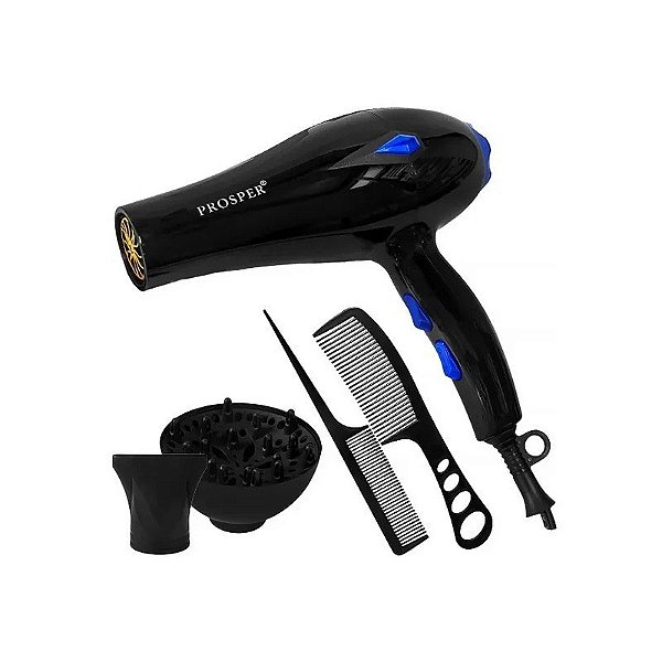 Secador de Cabelo Prosper P-6602 2800 Watts 110V ~ 60Hz - Preto e Azul