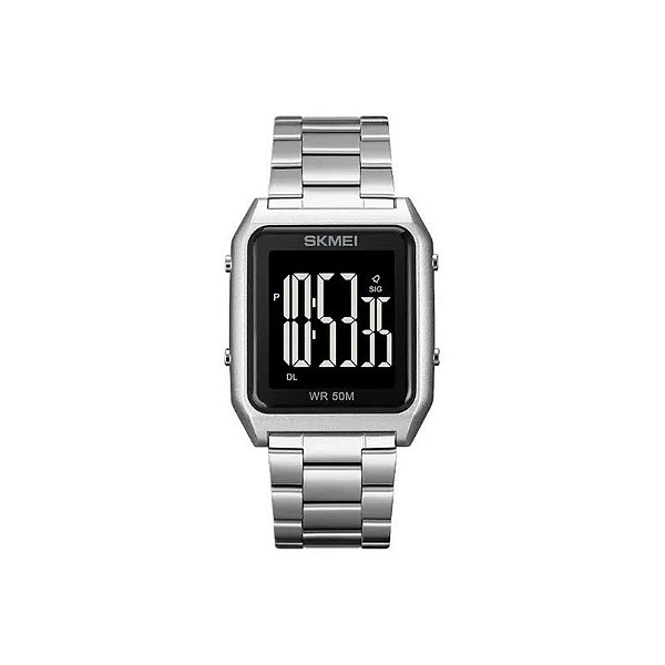 Relógio Masculino Digital Skmei 1879 Sibk Prata e Preto