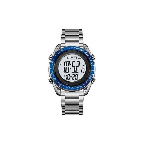 Relógio Masculino Digital Skmei 2145 Fibra Azul Prateado