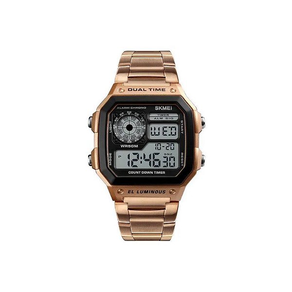 Relógio Masculino Digital Skmei 1335 RS Rosa - Tela LED, Resistente à Água