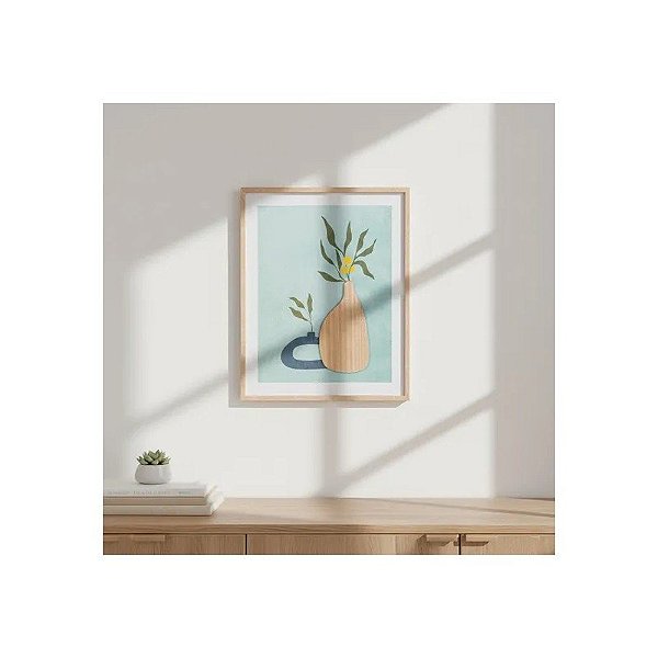 Quadro Decorativo de Vaso 40x50cm Azul Celeste
