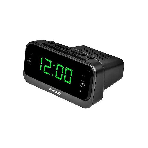 Rádio Relógio Philco PAR1012BT-GR com FM e Bluetooth Bivolt - Preto