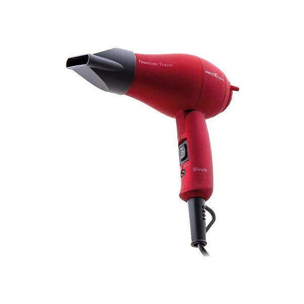 Secador de Viagem Britania Titânio 1000W/2V/2T/Bivolt - Vermelho