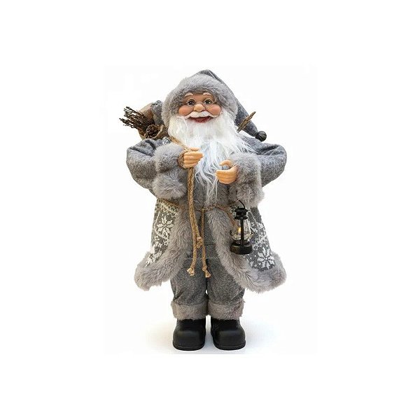 Enfeite de Natal Papai Noel L8-019 com Lanterna 45CM - Cinza