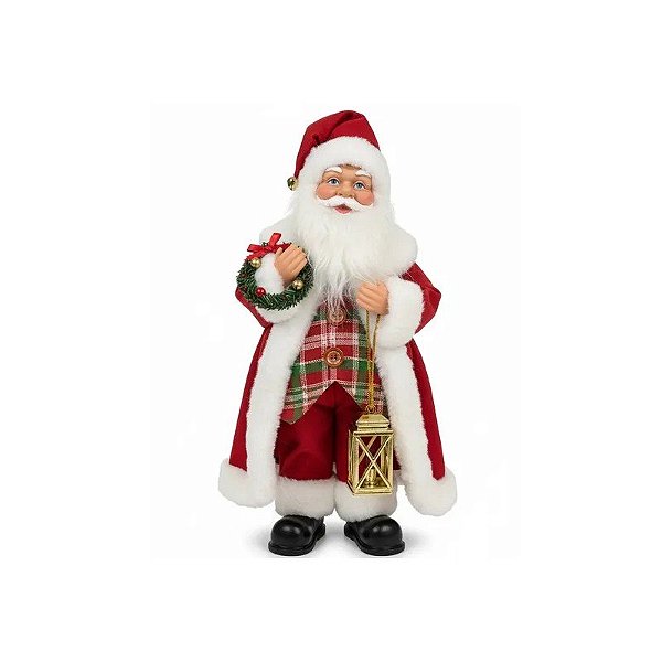 Enfeite de Natal Papai Noel JT25-ZST025 com Lanterna e Música 35CM