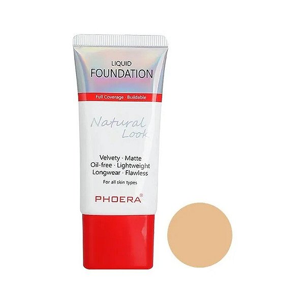 Base Phoera de Maquiagem Líquida de Visual Natural 104A Bege Natural - 30mL